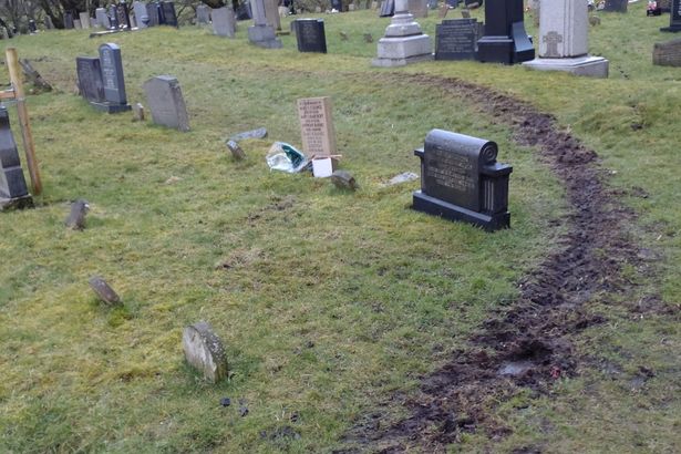 Motorbike yobs tear through Rossendale church graveyard leaving trail of damage
