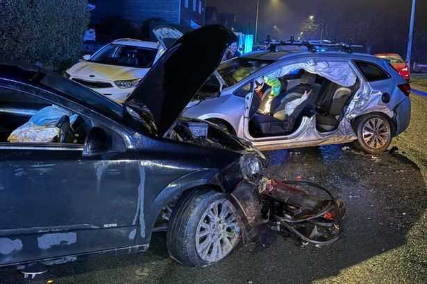 Dramatic pictures show aftermath of crash as person cut free from wreckage