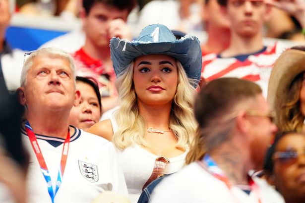 England WAGs cheer at World Cup as Jordan Pickford’s wife Megan wears denim cowboy hat