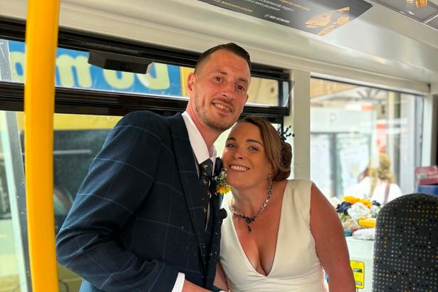 ‘We took the bus back’: Newlyweds swap wedding car to honour groom’s late mum