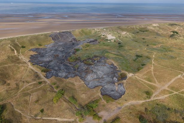 Drone images reveal devastation after Formby wildfires