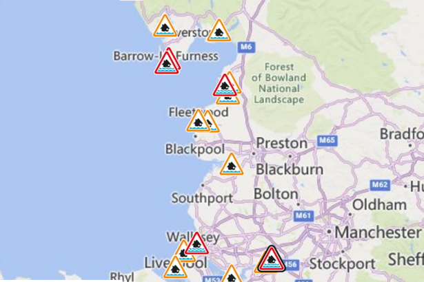 The 8 ‘act now’ flood warnings still in force across Lancashire and Cumbria tonight